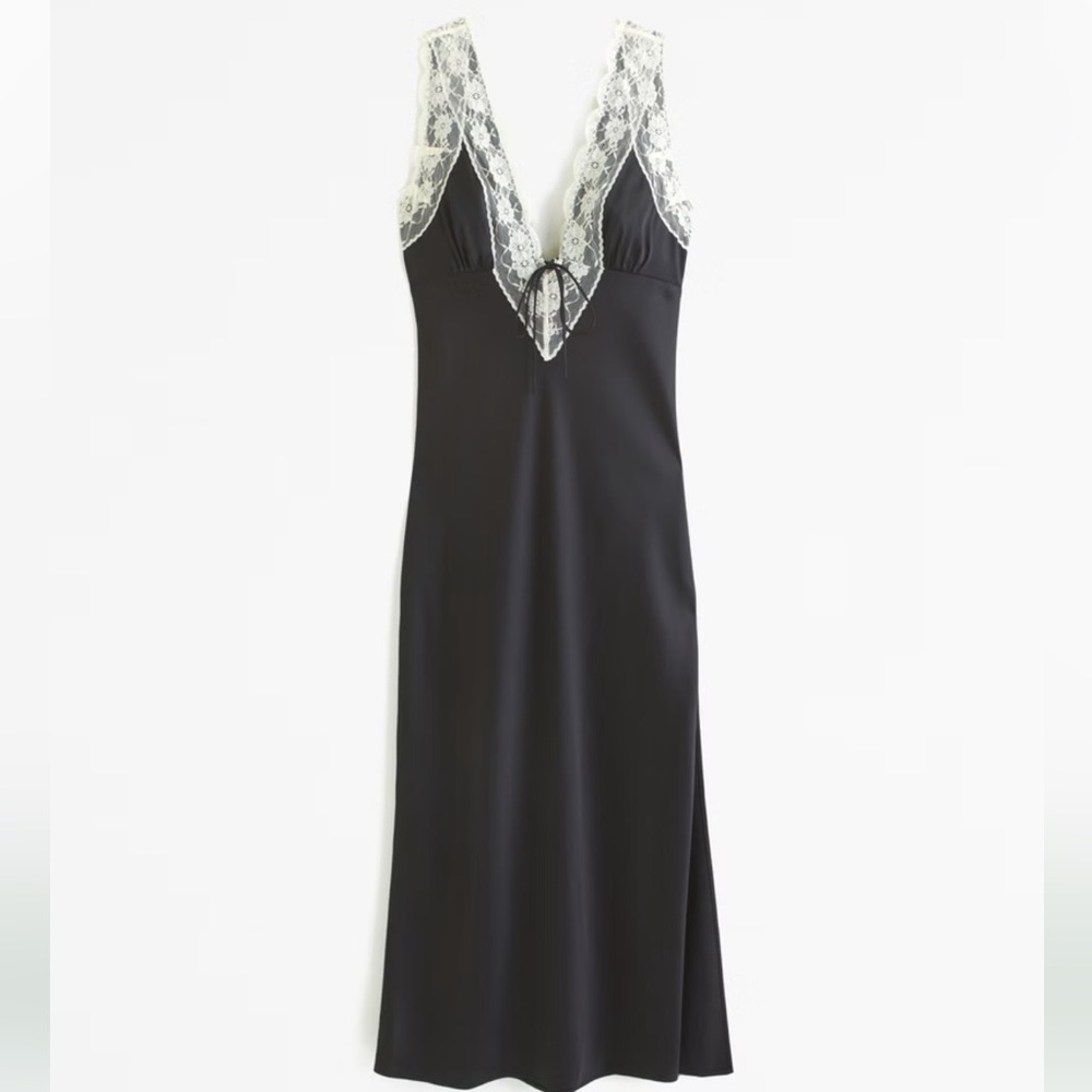 Abercrombie Contrast Lace Slip Midi Dress